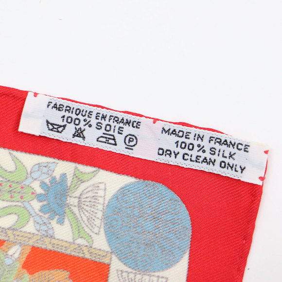 HERMES Hermes Carre 45 TORANA Silk Print Scarf Muffler Red Women's - Picture 6 of 6